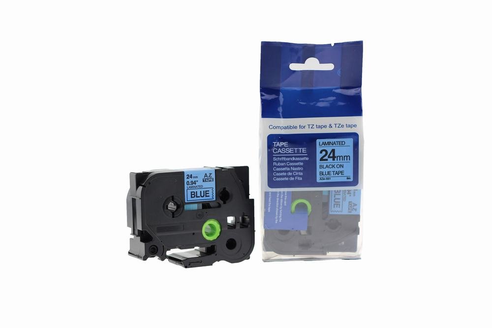 12910551 Comp Brother P-Touch TZe-551 Labelling Tape Cassette Black on Blue also for TZ-551 - Image 1