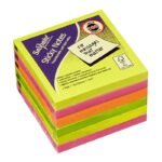 Snopake FSC Sticky Note  Neon Assorted 100 Sheet Pad- 6 Pads