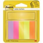 Post-itÂ® Notes Markers Assorted Colours 15 mm x 50 mm 100 Sheets/Pad 5 Pads/Pack 100% PEFC SGSCH-PEFC-COC-110078