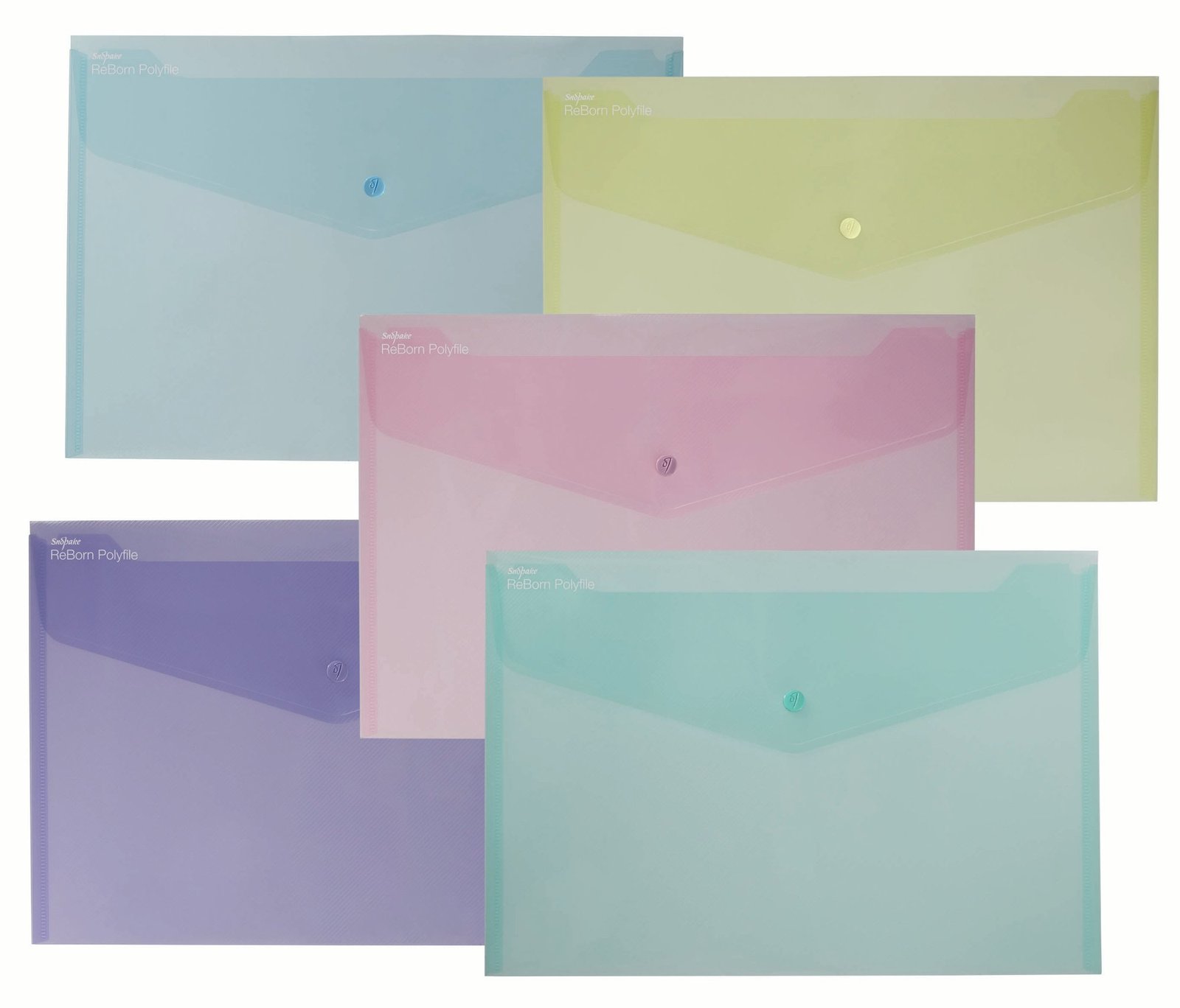 15914_reborn_polyfile_foolscap_group Snopake GRS ReBorn Polyfile Foolscap Pastel Asstd- 5 Files - Image 1