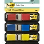 Post-itÂ® Index Flags Small Yellow Red Blue and Green 11.9 mm x 43.2 mm 35 Flags/Dispenser 4 Dispensers/Pack