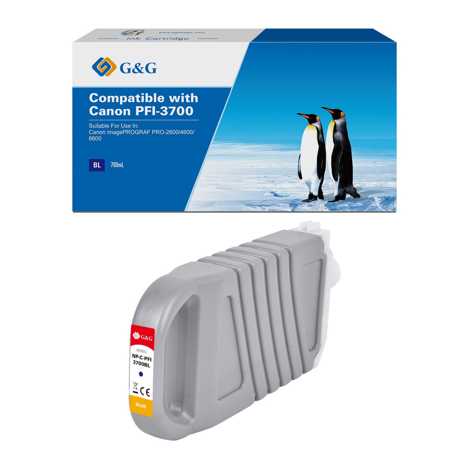 23512620_1 Comp Canon G+G PFI-3700BL Blue High Capacity Ink Cartridge - Image 1