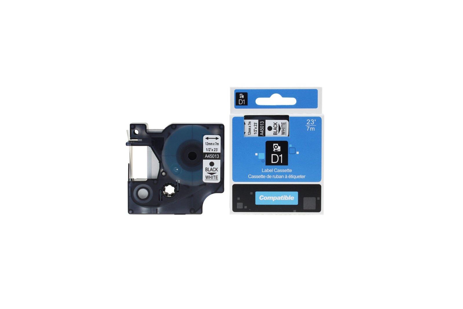24910360 Comp Dymo LM360D Labelling Tape Cassette 45013 S0720530 Black on White - Image 1
