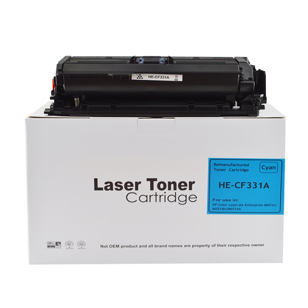30130653 Reman HP M651 CF331A Cyan Toner also for 654A - Image 1