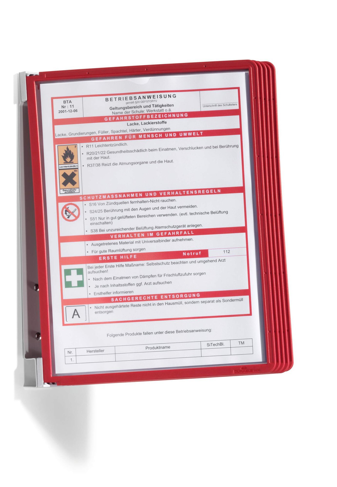 555103_1 Durable VARIO WALL 5 A4 Red - Image 1