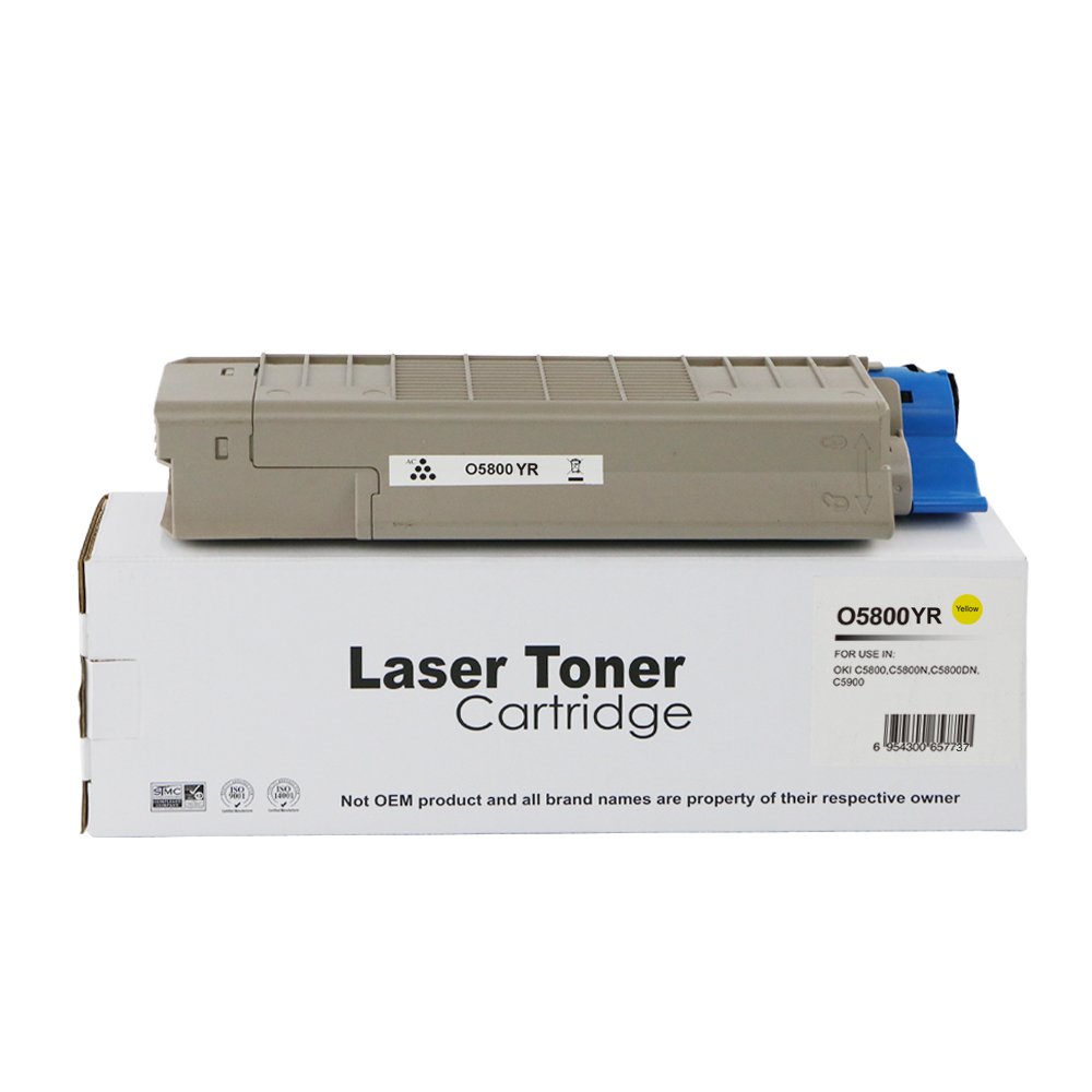 65115804 Reman OKI C5800 Std Yellow Toner 43324421 - Image 1