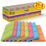 Post-itÂ® Super Sticky Notes Assorted Colours 76 mm x 76 mm Promo Pack 90 Sheets/Pad 21 + 3 FREE Pads/Pack 100% PEFC SGSCH-PEFC-COC-110078