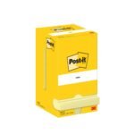 Post-itÂ® Notes Canary Yellow 76 mm x 76 mm 100 Sheets/Pad 12 Pads/Pack Cardboard Pack 100% PEFC SGSCH-PEFC-COC-110078