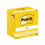 Post-itÂ® Notes Canary Yellow 76 mm x 127 mm 100 Sheets/Pad 12 Pads/Pack Cardboard Pack 100% PEFC SGSCH-PEFC-COC-110078