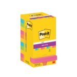 Post-itÂ® Super Sticky Notes Carnival Colour Collection 76 mm x 76 mm 90 Sheets/Pad 12 Pads/Pack Cardboard Pack 100% PEFC SGSCH-PEFC-COC-110078