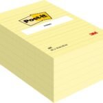 Post-itÂ® Large Notes Canary Yellow Lined 101 mm x 152 mm 100 Sheets/Pad 6 Pads/Pack 100% PEFC SGSCH-PEFC-COC-110078